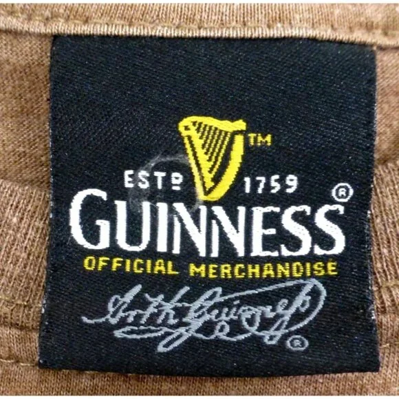 Guinness 1759 Dublin Ireland Official Merchandise XL Brown T-Shirt - Picture 3 of 8